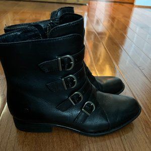 Born Nivine Buckled Leather Ankle Boots